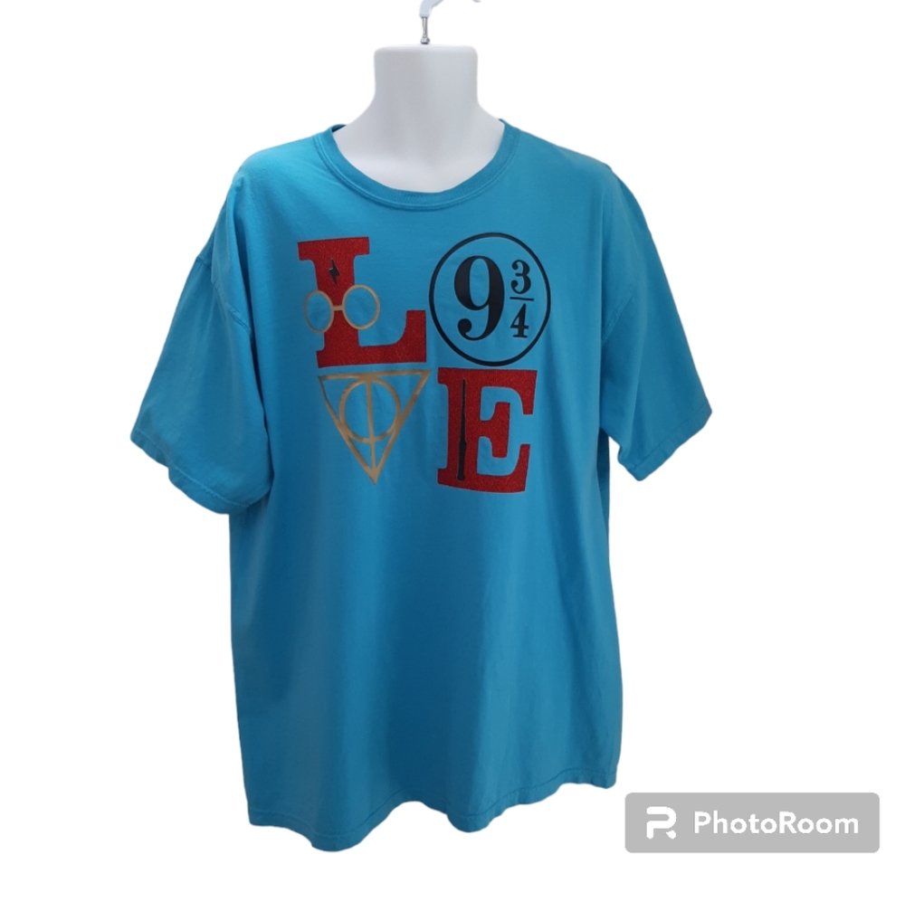 Comfort Colors, Blue, Harry Potter T-Shirt with different symbols, size XL